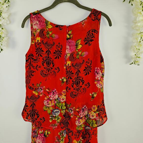 Mlle Gabrielle Red Floral Maxi Summer Dress Size 8 Boho Layered Beach Y2K VNT - Picture 6 of 9